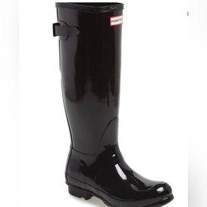 Hunter Glossy Black Tall Boots